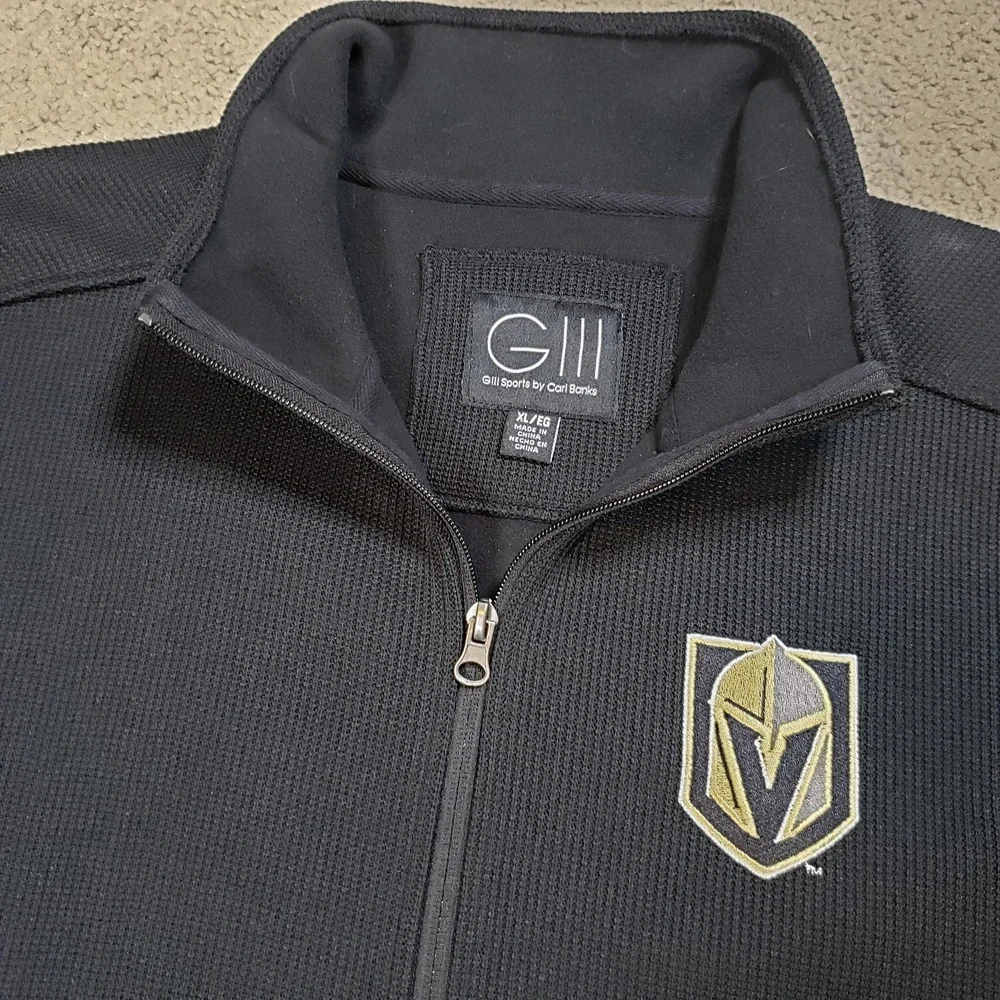 Vegas Golden Knights Jacket Mens XL Black Textured Heavy Full Zip Hockey GIII